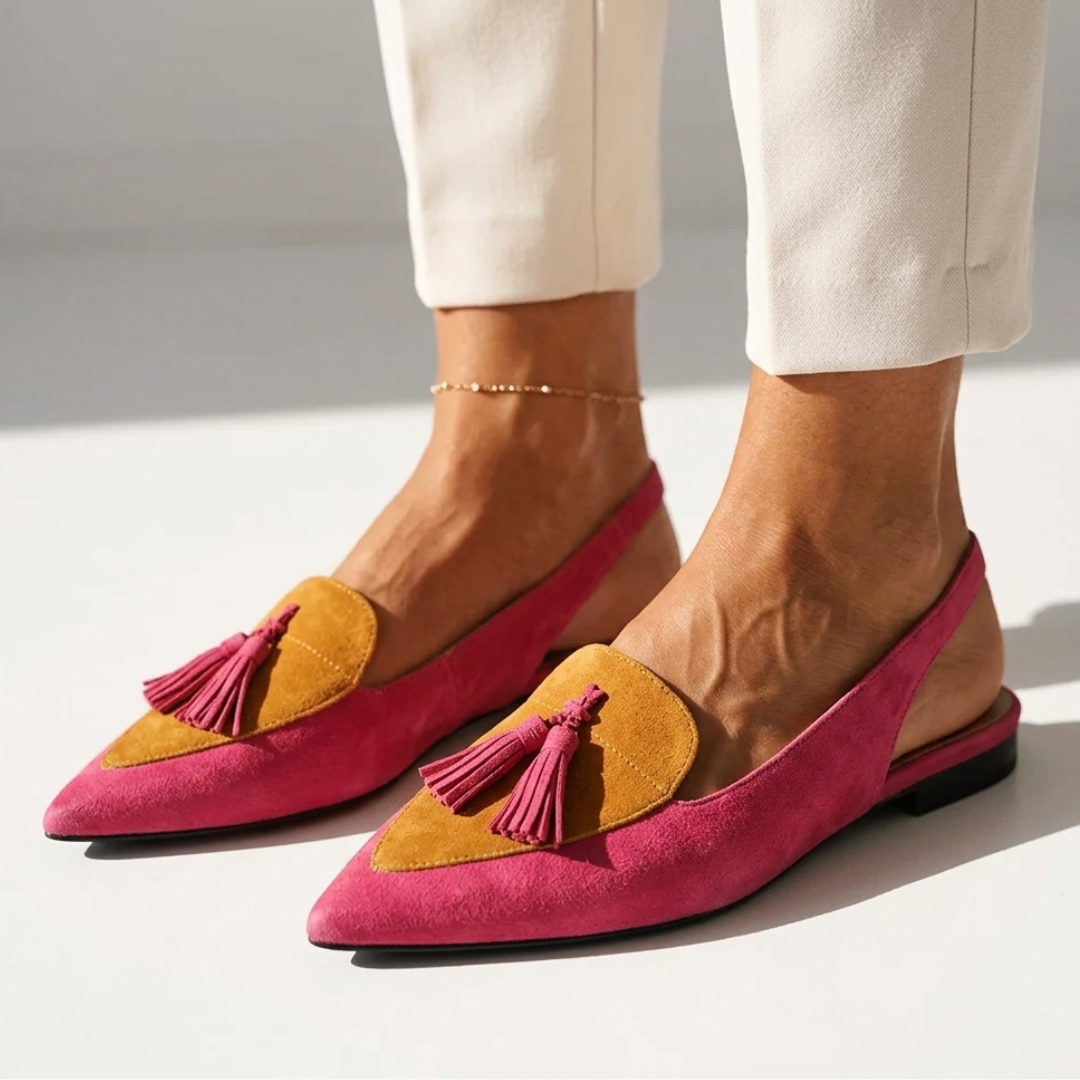 Svetlana - Smailas formas plakanas slingback kurpes
