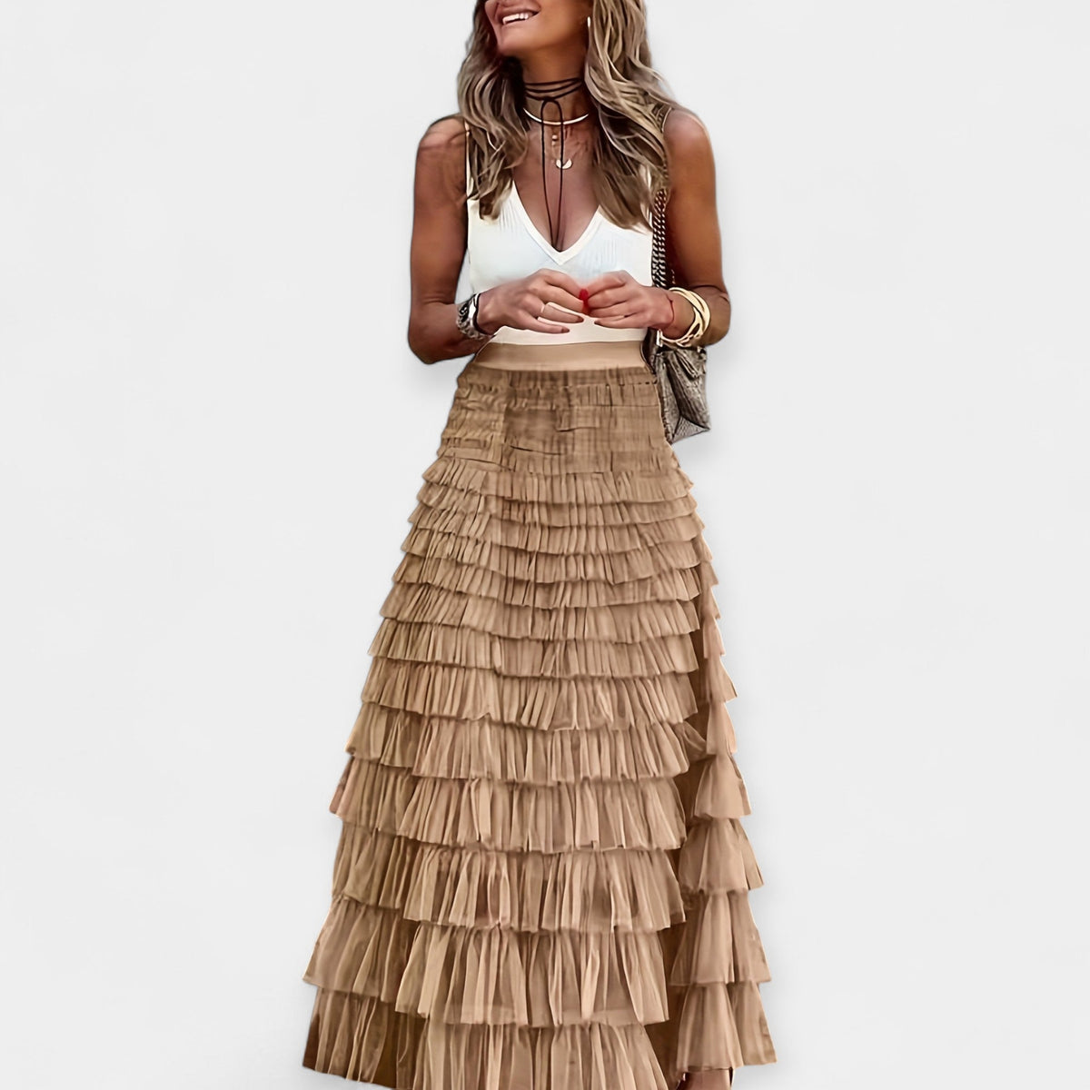 Boho svārki ar tīklotu apakšmalu